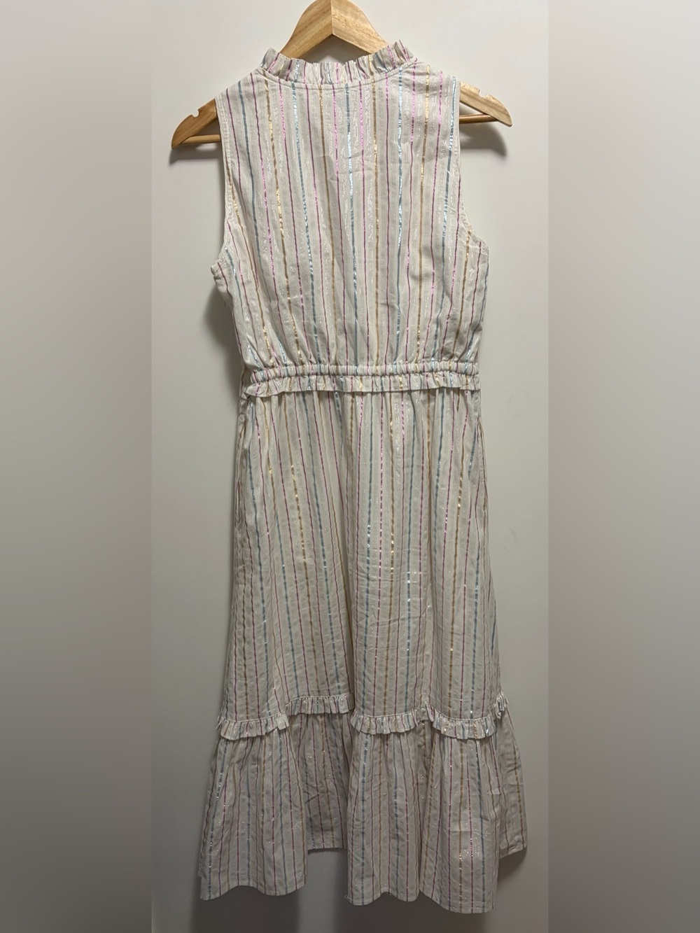 J.Crew Shimmer Metallic Stripe Tie-Front Midi Dress Women’s Size 4 - Picture 7 of 7